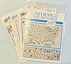 Cross Stitch America the Beautiful Map Charts 4 Packages USA Maryland Hawii Mich - Picture 1 of 6