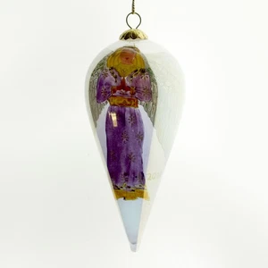 Li Bien 2001 Weihnachtsschmuck Engel Träne Rückseite bemalt weiß irisierend - Bild 1 von 15