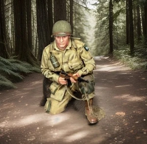 Custom Painted 101st Airborne Figure Crouching With Carbine. 1/30 Scale A 1 Off. - Picture 1 of 3