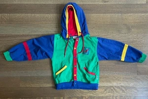 Gymboree 1990's Vintage VGUC Large Dinosaur Snap Colorblock Hoodie Jacket - Picture 1 of 3