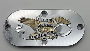 Harley-Davidson Chrome Gold Eagle Live To Ride Oval Inspection Cover - Bild 1 von 12