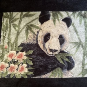 Koyou Blanket Brand Velvet Pillow Shams with Panda Fridged Set of 2 - Picture 1 of 10