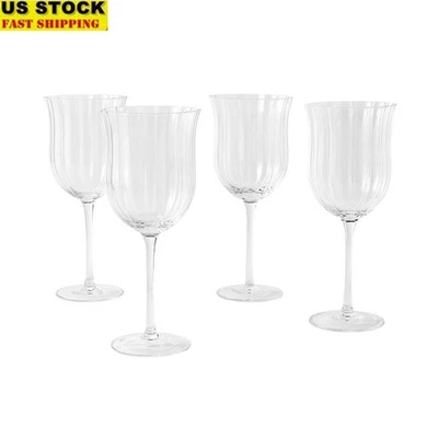 Conjunto de 4 taças de vinho tinto recortadas estilo vintage elegantes novas - Imagem 1 de 4