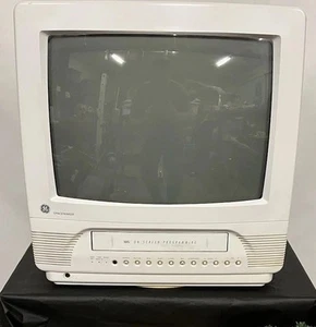 GE Spacemaker 13TVR70 13" CRT TV/VCR Combo Retro Gaming White Swivel Base - Picture 1 of 19
