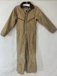 Vtg. WALLS ~ DESTROYED Youth 16 Regular (XL) Duck Brown Insulated Coveralls - Picture 1 of 22