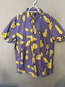 Camicia uomo Neff XL con bottoni viola Happy Face stile hawaiano - Foto 1 di 8
