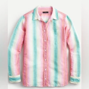 J. Crew Classic-fit Boy Linen Shirt in Rainbow Stripe 12 - Picture 1 of 5