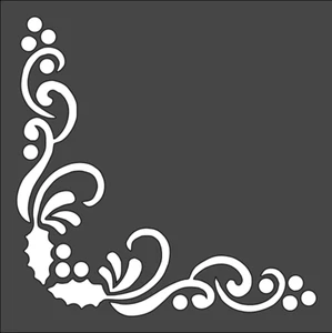 1- 8x8 inch Stencil (PQ-9) Christmas Holiday - Holly Corner (6mil) - Picture 1 of 2