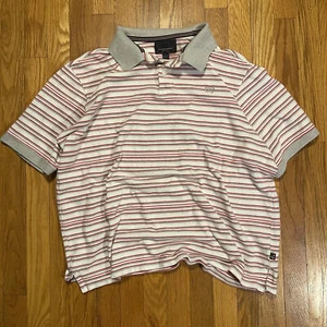 Phat Farm Striped Polo Shirt with Gray Collar Red Striped Size Men's Large L - Picture 1 of 6