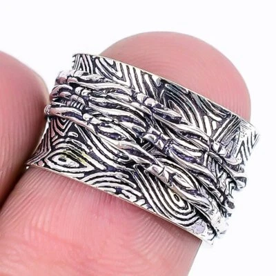 Anel giratório vintage folheado a prata 925 feito à mão dos EUA tamanho 6,5 - Imagem 1 de 3