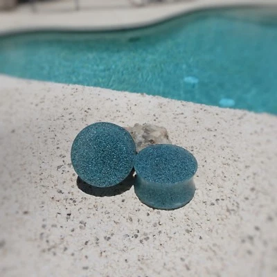 Faux Turquoise Stone Resin Ear Plugs - Ear Gauges - Handmade - Image 1 of 4