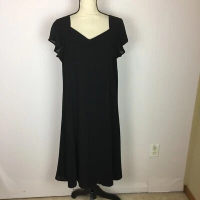 Jaclyn Smith A-line Shift Dress Size 12 Womans Black Flutter Sleeve V-Neck Lined - Image 1 of 4