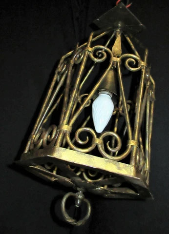 ANTIQUE WROUGHT IRON GOTHIC HANGING LAMP PENDANT LIGHT FIXTURE INDOOR / OUTDOOR Cover