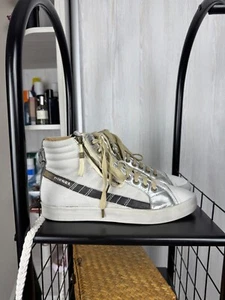Diesel D-String Plus Hi-Top Sneakers White Silver Side Zip - Picture 1 of 23