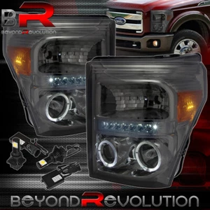 For 11-16 Ford F250 F350 F450 Smoked Lens Projector Headlights + Led Conversion - Picture 1 of 2