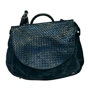 Bottega Veneta Green Suede and Woven Leather Handbag - Picture 1 of 11