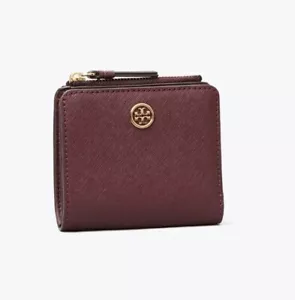 Tory Burch Robinson Mini Leather Wallet ~NWT~ Port - Picture 1 of 4