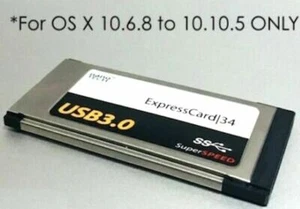 2-Port USB 3.0 ExpressCard 34 Adapter - Snow Leopard 10.6 to Yosemite 10.10 Mac - Picture 1 of 4