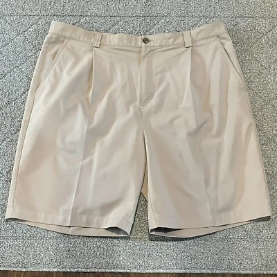 Adidas Shorts Mens Size 38 Beige Outdoor Golf Pleated Lightweight Bermuda Shorts - Image 1 of 4