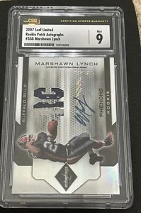 2007 Donruss Leaf Limited Marshawn Lynch Rookie Patch Auto #/99 CSG CGC 9 - Picture 1 of 3