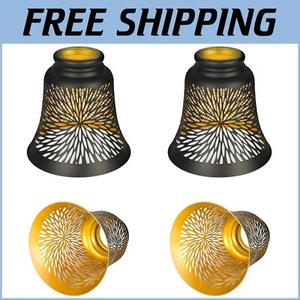Chrysanthemum Pattern Metal Replacement Globes - 4 Pack for Elegant Lighting - Picture 1 of 11