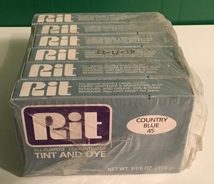 6 - VTG Box Rit Tint & Powder Dye -Country Blue #45 - 1 1/8 Oz DIY (Old Formula)