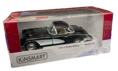 CHEVROLET CORVETTE 1957 scala 1:34 RETROCARICA PULL BACK KINSMART auto metallo - Immagine 1 di 2