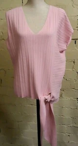 WAREHOUSE pink ribbed sleeveless jumper, UK 12 (generous), tie hem NWOT  - Picture 1 of 10