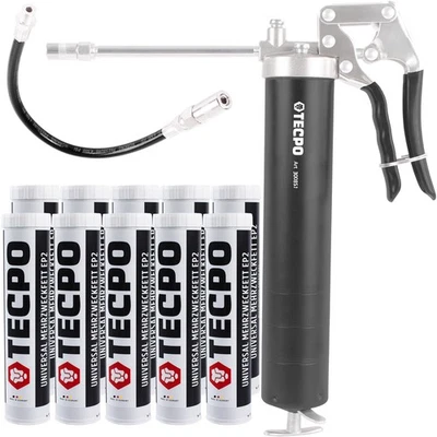 TECPO EINHAND FETTPRESSE HANDFETTPRESSE + MEHRZWECKFETT EP2 LITHIUM FETT 10x400g - Bild 1 von 4