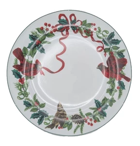 Royal Norfolk Cardinal Christmas Dinner Plate 10" Cardinals Holly Birds Qty. 4 - Picture 1 of 4
