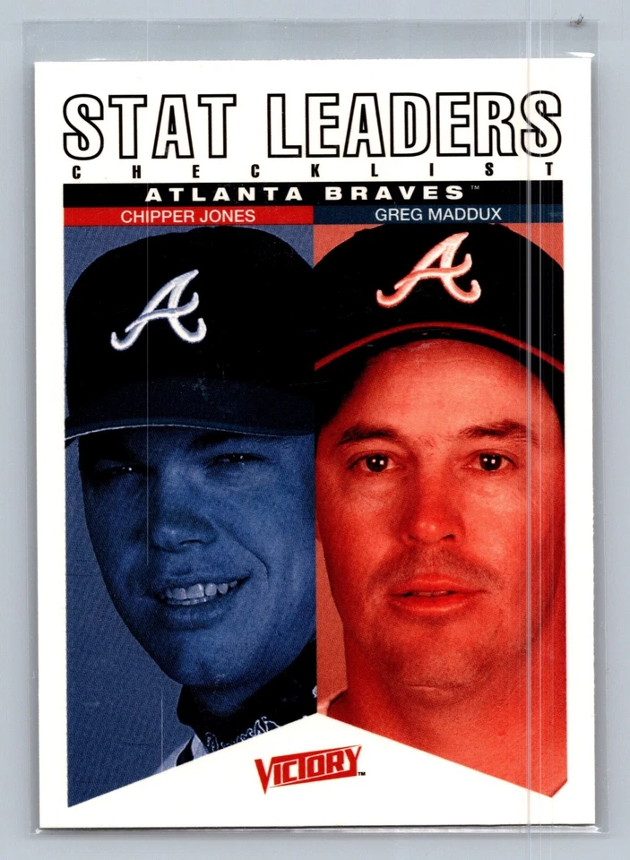2000 Victory - Stat Leaders Checklist Chipper Jones, Greg Maddux #59 - Image 1 of 2
