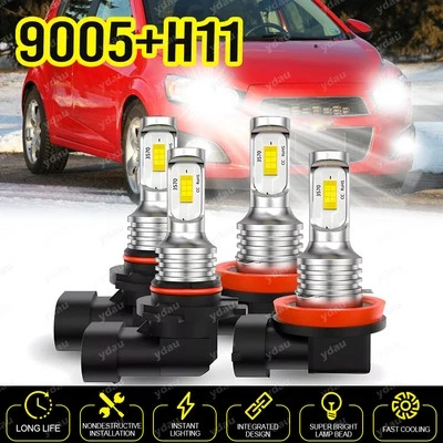 For Chevrolet Sonic 2012-2020 4x Combo LED Headlights Fog Light Bulbs Kit 6000K - Image 1 of 4