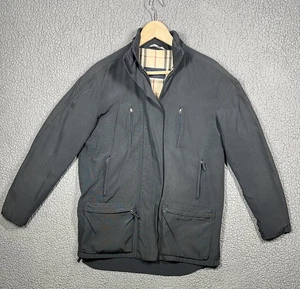 Burberry Jacke Herren Medium Schwarz Nova Check Futter Made England Kapuze Taschen - Bild 1 von 19