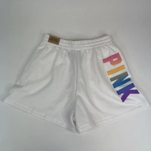 Victoria's Secret Pink High Waist Campus Short Logo Fleece Lined White Size S - Picture 1 of 6