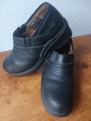 Ariat Women's Work Safety Clog Steel Toe Black Leather Slip Resistant Size 6C - Image 1 of 4