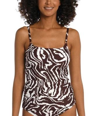 Traje de baño Tankini fruncido lateralmente La Blanca Fierce Lines Top estampado cebra Java 4 nuevo con etiquetas Foto 1 de 3