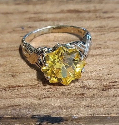 Anillo marca UTC plata de ley 925 amarillo brillante corte estrella circonita cúbica 9,75 mm Foto 1 de 4