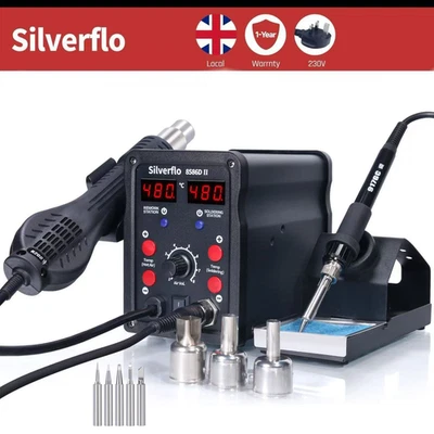 70W 2 in 1 Soldering Iron Station Hot Air Gun Desoldering Rework Digital kit - Image 1 of 4