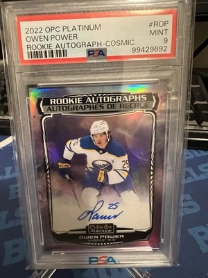 2022-23 O-Pee-Chee Platinum - Autographs Owen Power #R-OP Cosmic 04/35 PSA 9 - Image 1 of 2