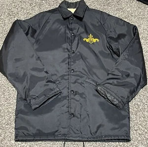 Vntg King Louie Pro Fit Satin Bomber Jacket “May Good Will Be Our Leader” FB XS - Picture 1 of 3