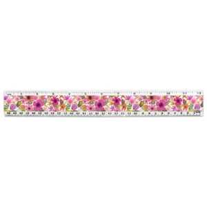 Regla de plástico estándar y métrica Vivid Flowers de 12 pulgadas - Imagen 1 de 4
