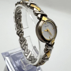 Vtg Ladies Bulova Watch Bracelet Two Tone Woven 98T24 Stainless Steel 90s Y2K - Picture 1 of 18