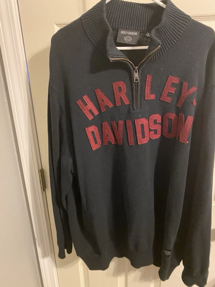 Harley-Davidson 1/4 Zip Knit Stitched Embroidered Logo Sweater Men’s Size 3XL - Image 1 of 3
