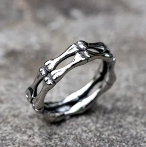 Classic 316L Stainless Steel Retro 3D Skeleton Bones Ring - Picture 1 of 5