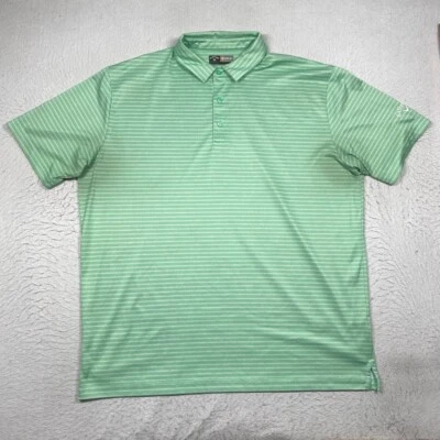 Callaway Polo 衫 Opti Dri 男式 XL 绿色条纹短袖高尔夫 — 第 1/4 张图片