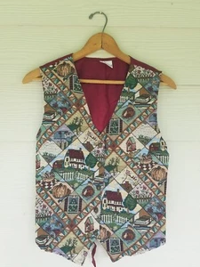 Vintage Womens Cottagecore Vest Bobbie Brooks Tapestry Vest Seasons Of The Year - Picture 1 of 10