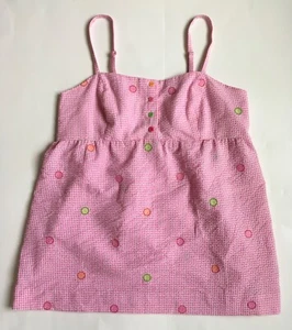 Lilly Pulitzer Azalea Top 6 Babydoll Seersucker Citrus Embroidered Hibiscus Pink - Picture 1 of 12