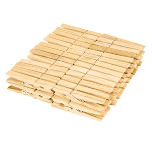 Wooden Clothespins 50 Pk - Pine Wood 7-Coil Rust Resistant Spring Clips by LOLA - Picture 1 of 3