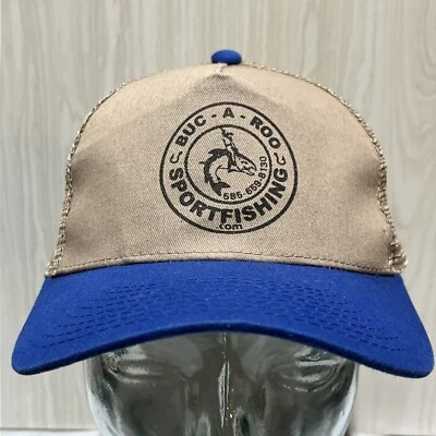 Buc A Roo Sport Fishing Trucker Hat Tan Mesh Back One Size SnapBack Cap - Image 1 of 4