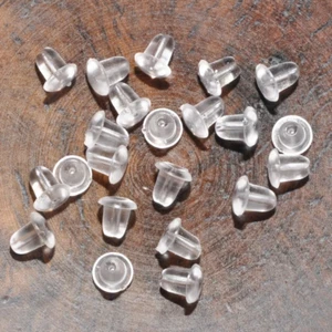 Silicone Rubber Earring Backs Stoppers Studs Earnut Retainers Soft Plastic 4mm - Picture 1 of 10